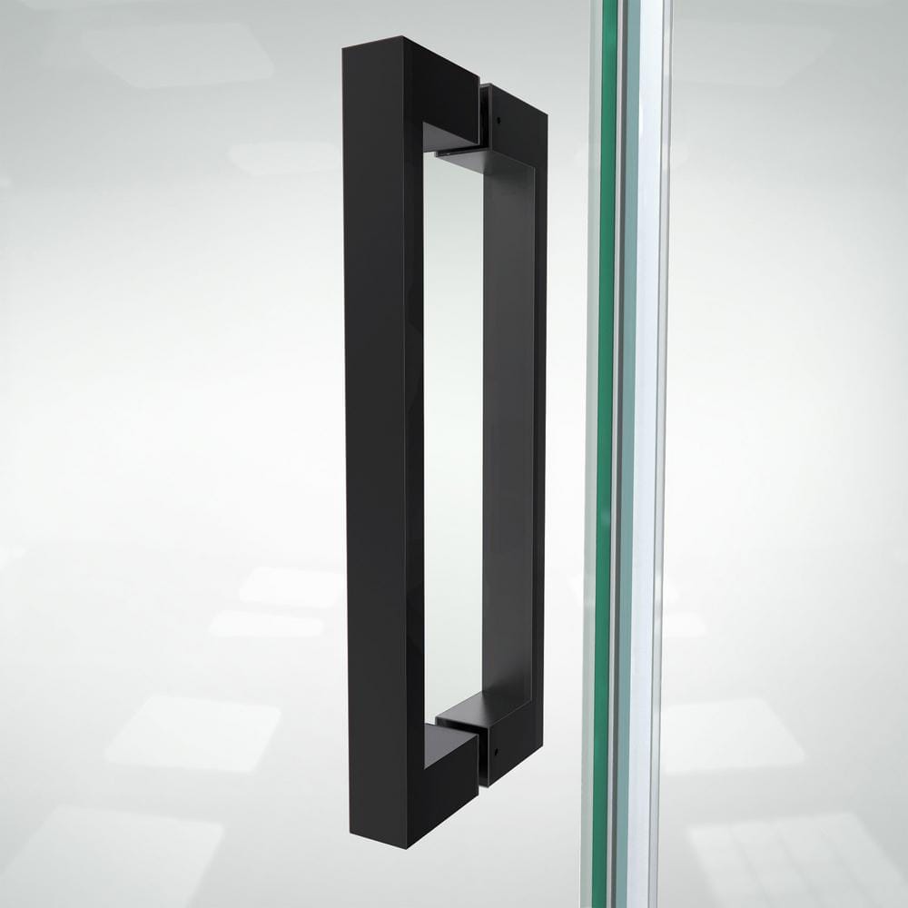 Elegance-LS 58.5" Matte Black Frameless Pivot Shower Door with Clear Glass