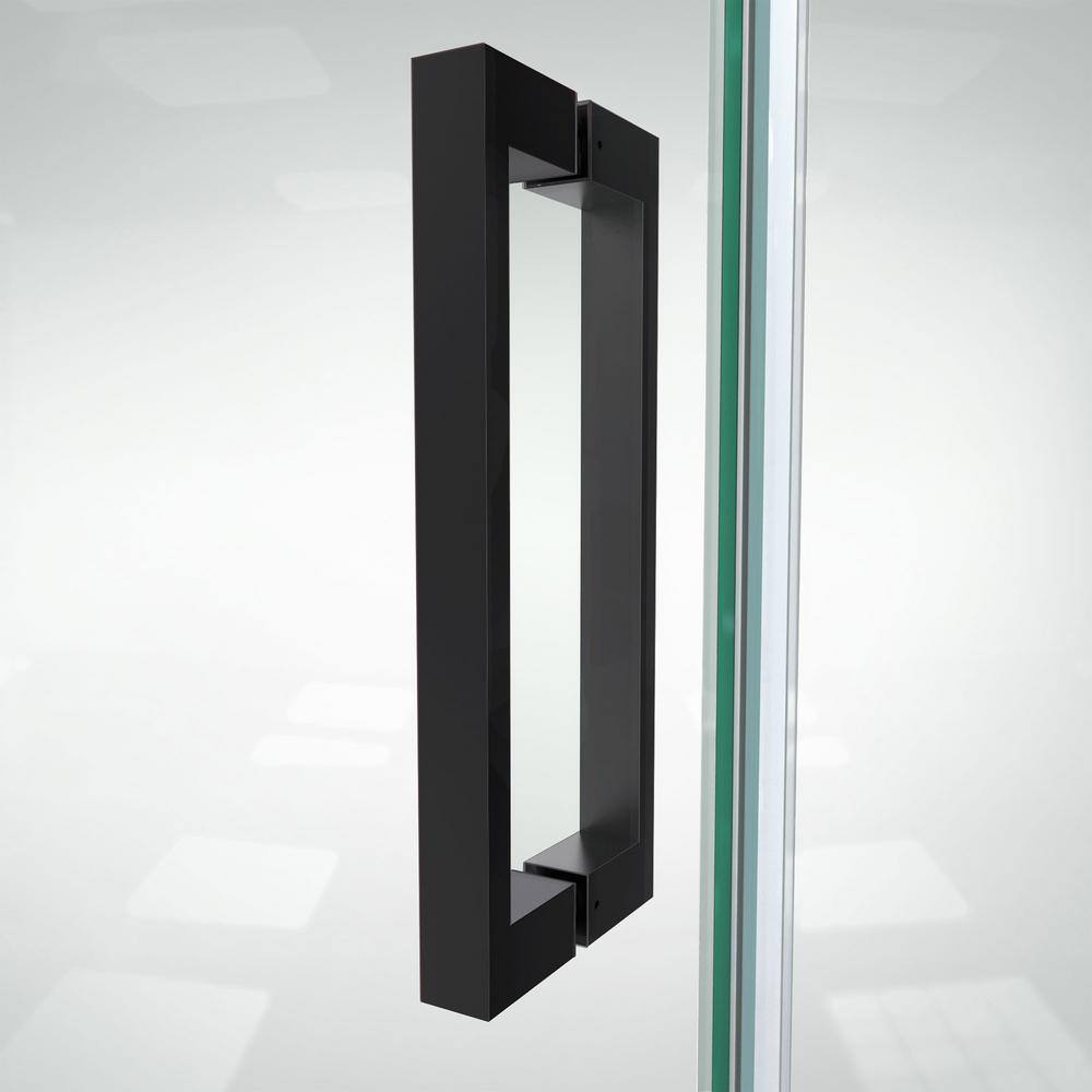 Elegance-LS 50-52" Matte Black Frameless Pivot Shower Door with Clear Glass