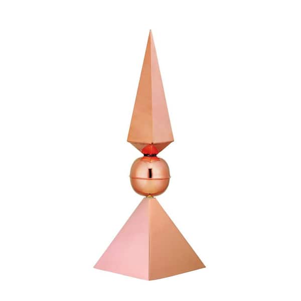 Good Directions Lancelot Finial with Square Finial Cap in Polished Copper
