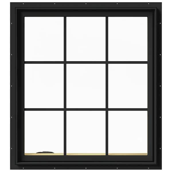 JELD-WEN 36 in. x 40 in. W-2500 Series Bronze Painted Clad Wood Left-Handed Casement Window with Colonial Grids/Grilles