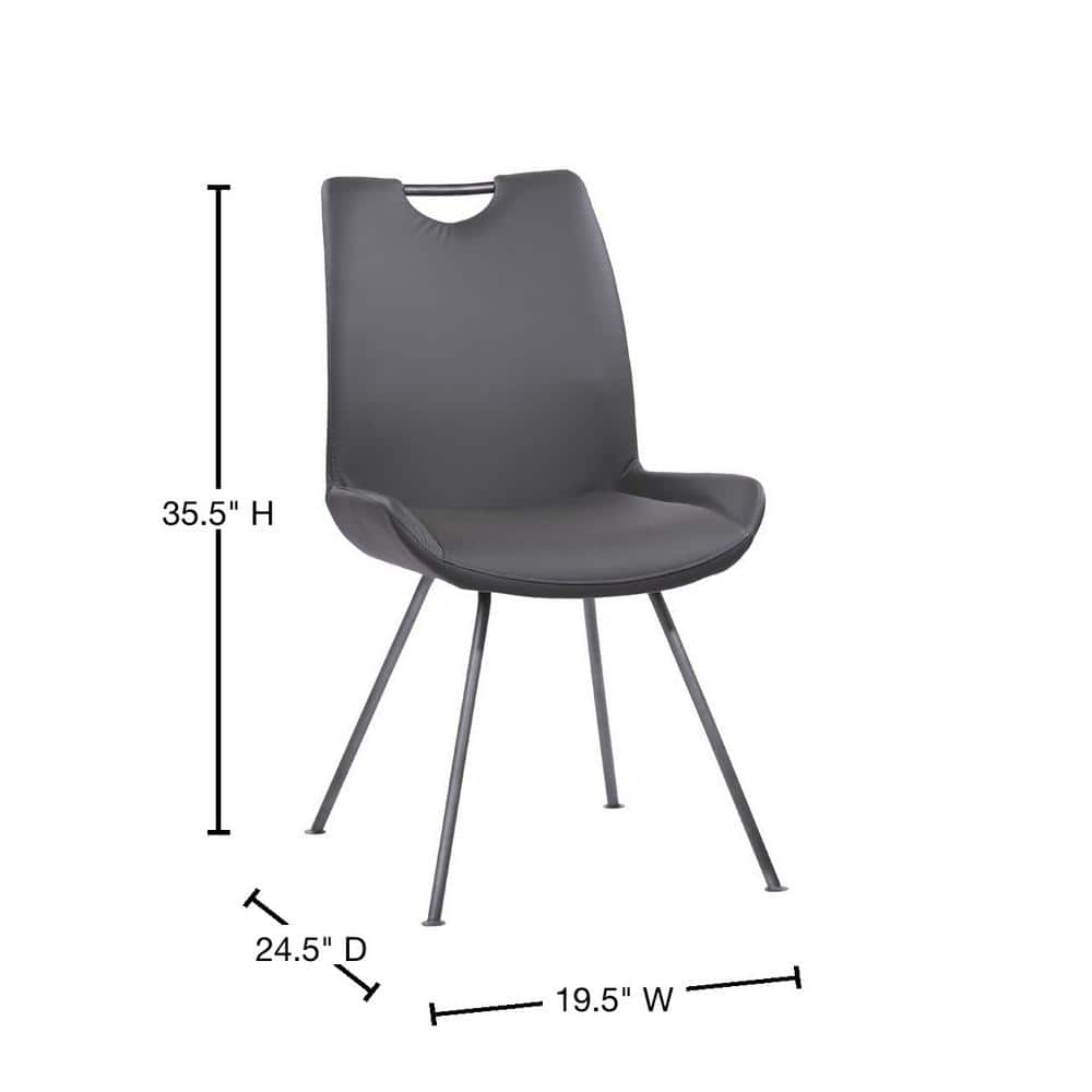 Set of 2 Gray Faux Leather Upholstered Side Chairs with Metal Legs