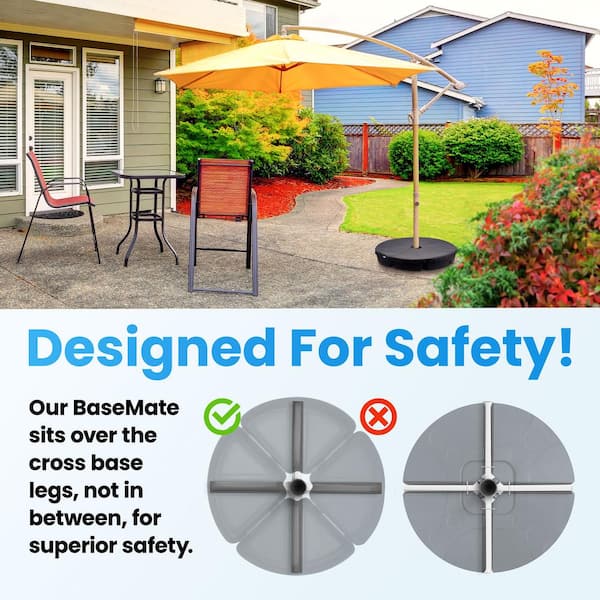 cantilever patio umbrella weights BASEMATE Cantilever Patio Umbrella Base Weight up to 200 lbs. for Outdoor EVA Material Umbrella Base Weights in Round Black