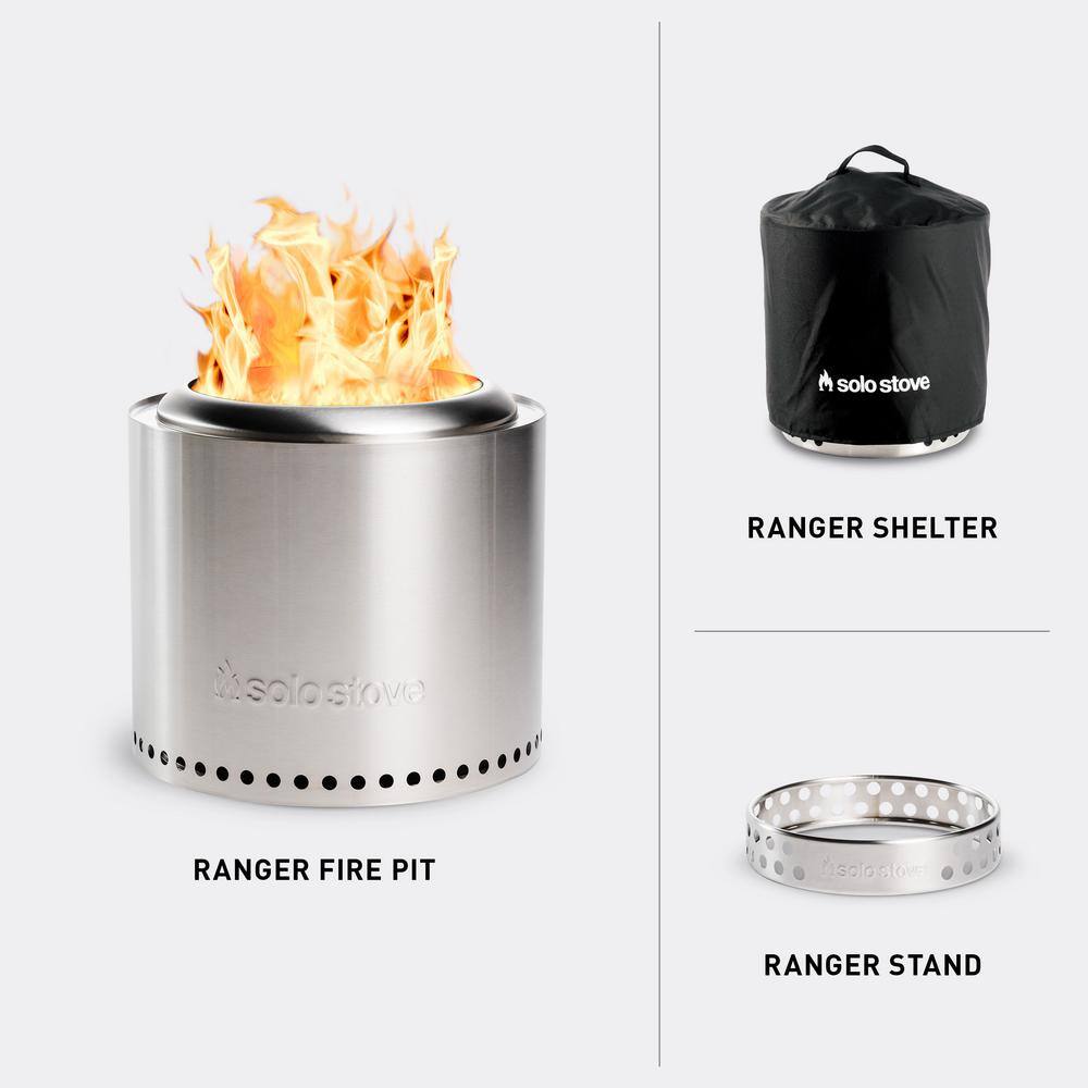 Solo Stove Ranger, Stand, Shelter Bundle Outdoor Stainless Steel Wood  Burning Fire Pit RAN-SD2.0+SHLT - The Home Depot