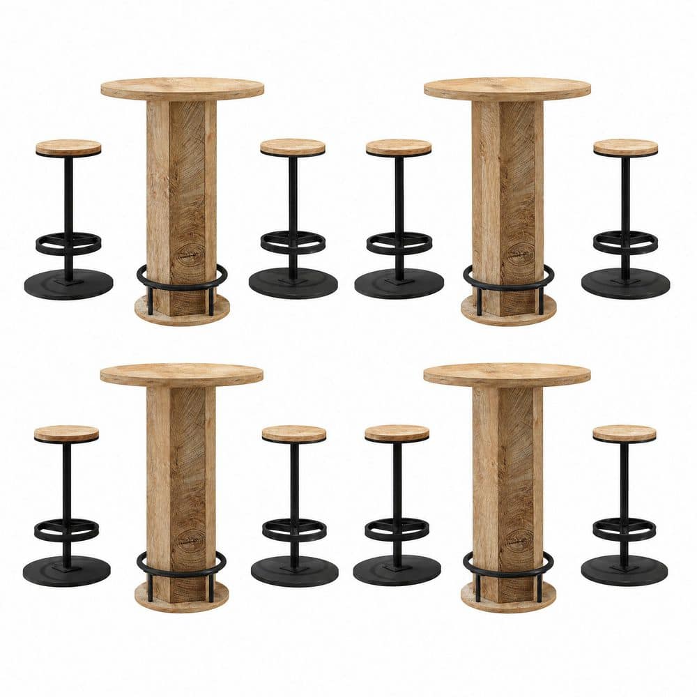 Kearsten Light Brown 3 Piece 37.38 in. H Round Wood Bar Table Set of 4 price history on PriceWatchPro