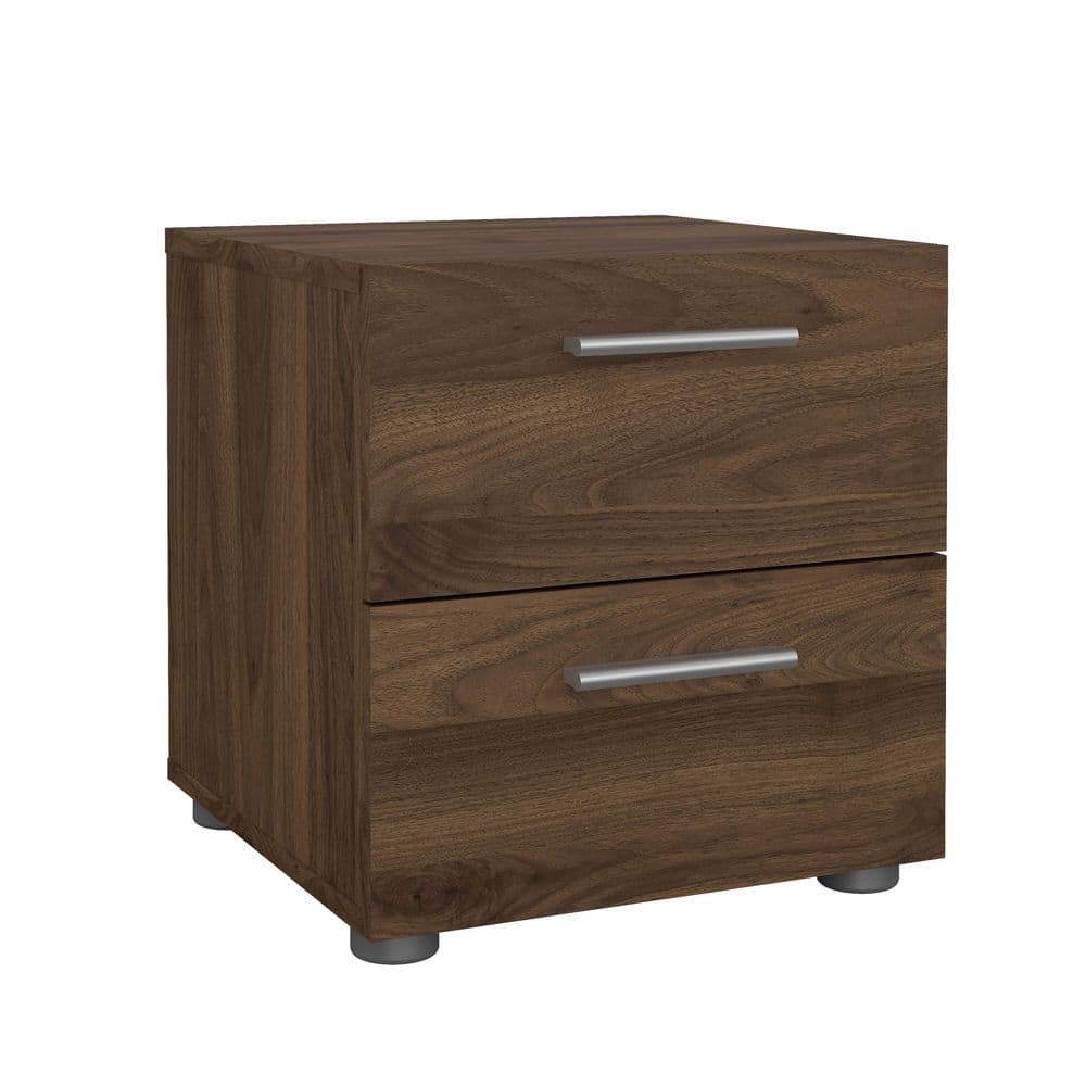 Loft-Style Chic 2-Drawer Nightstand in Walnut