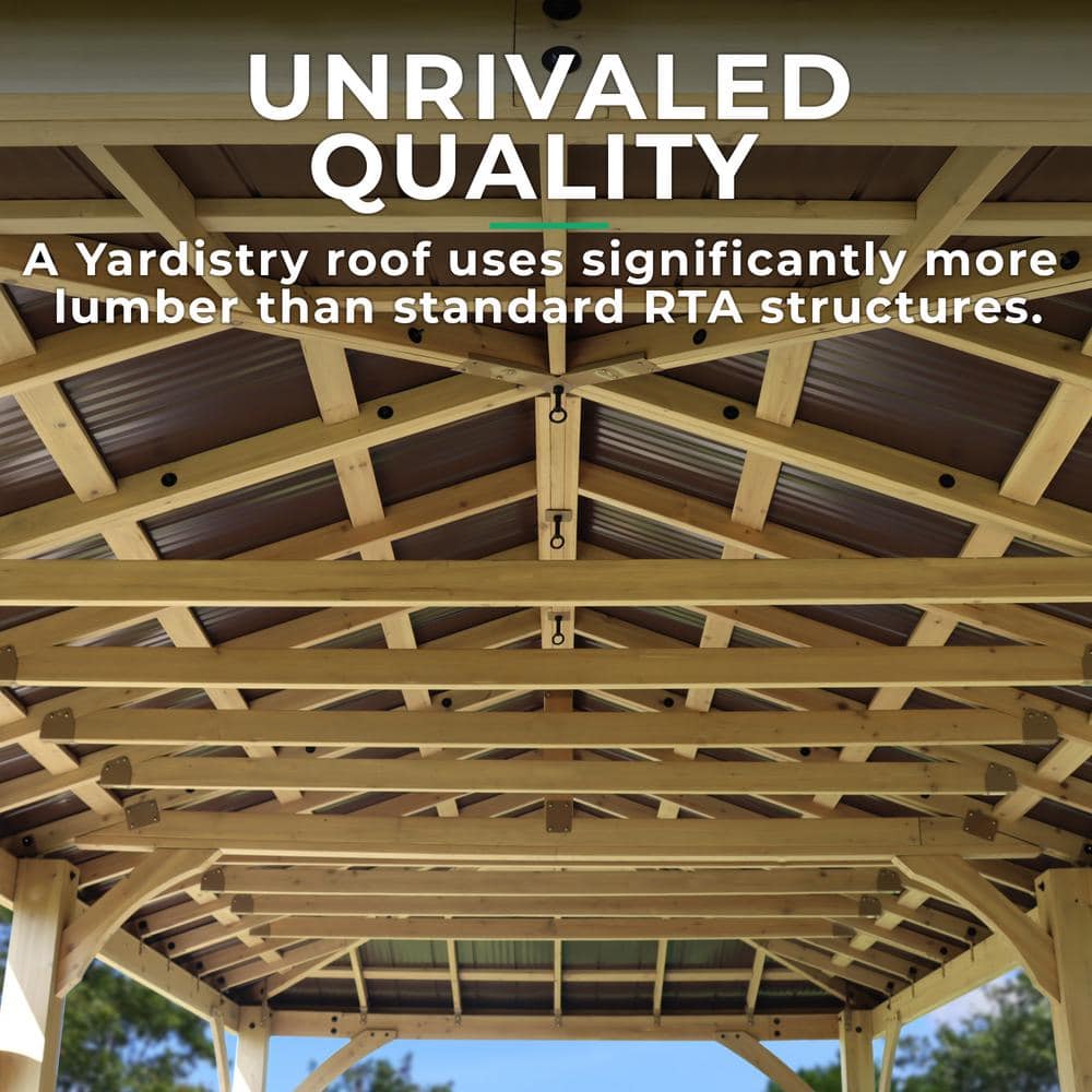 Meridian 12' x 20' Cedar Patio Gazebo with Brown Aluminum Roof