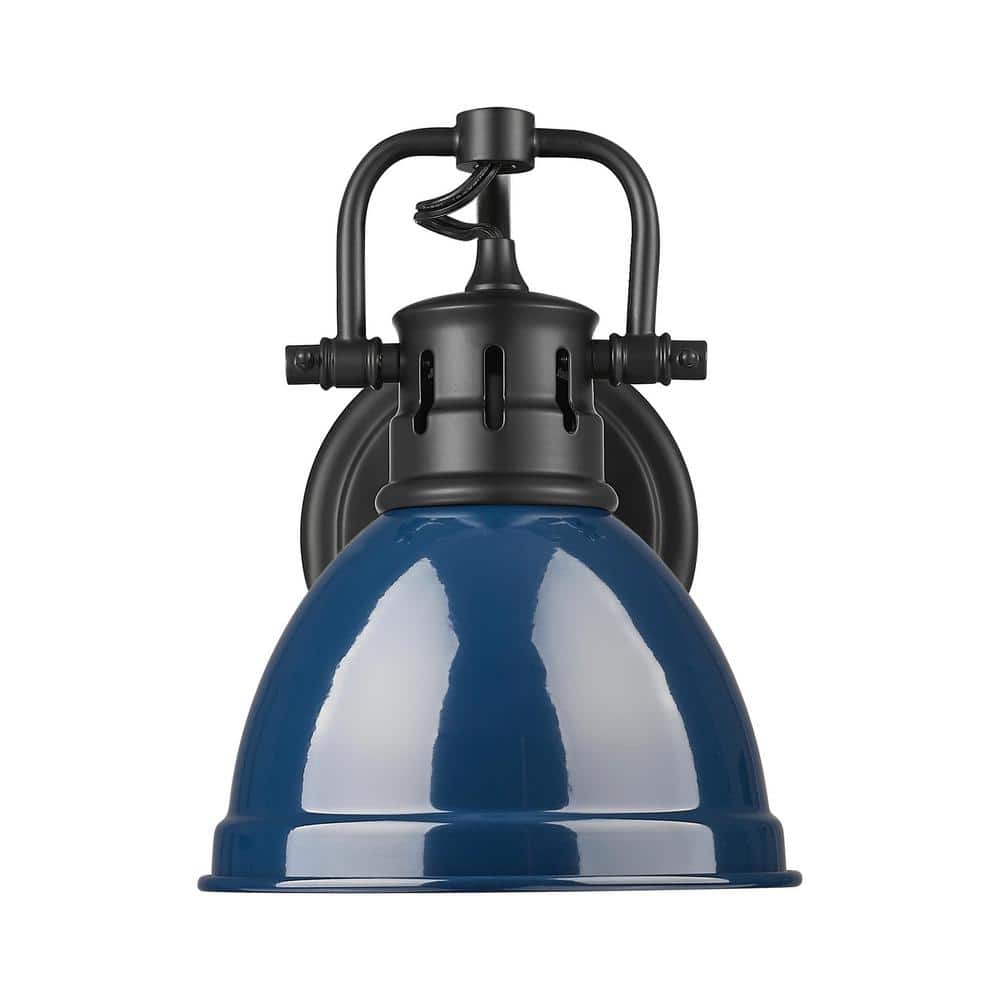 Duncan 8.25 in. 1-Light Matte Black Vanity Light with Blue Shade price history on PriceWatchPro