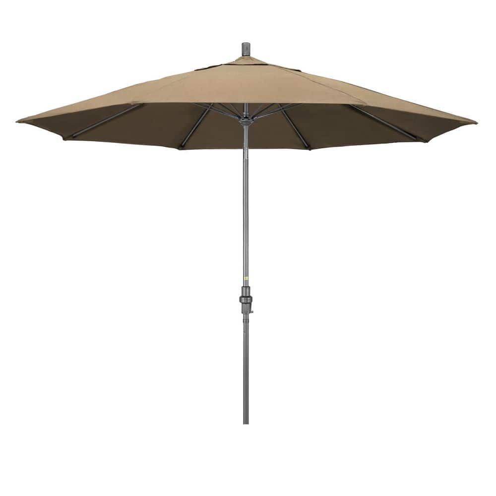 11 ft. Grey Aluminum Market Patio Umbrella Fiberglass Ribs Collar Tilt Crank Lift in Heather Beige Sunbrella price history on PriceWatchPro