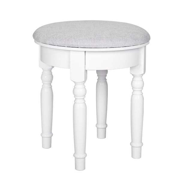 Unbranded 17.7 in. x 15.74 in. Backless Wood Round Makeup Dressing Stool Vanity Stool in White
