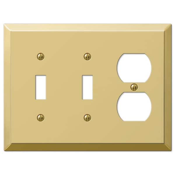 AMERELLE Metallic 3 Gang 2-Toggle and 1-Duplex Steel Wall Plate - Polished Brass