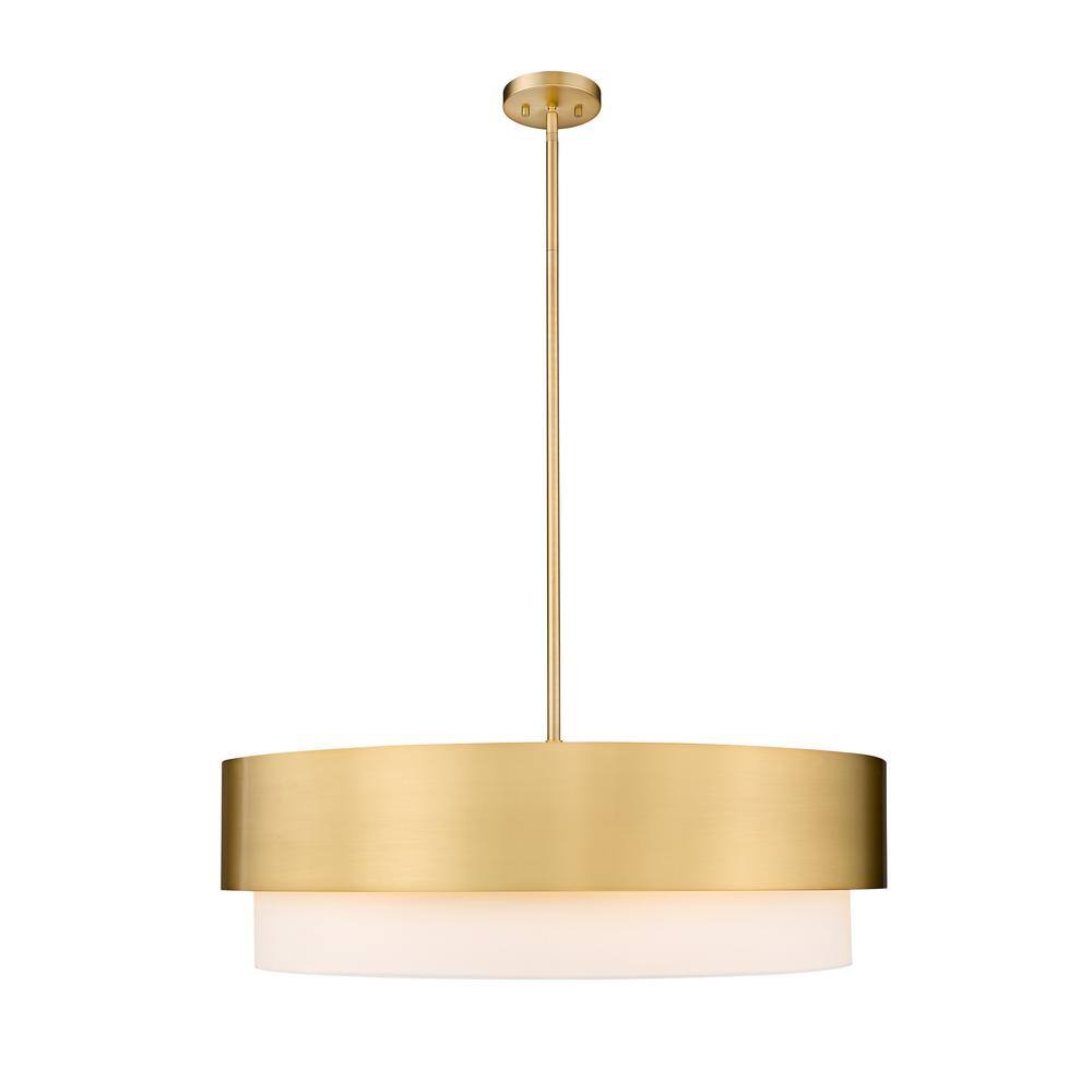 Modern Gold 32" Drum Chandelier with White Fabric Shade