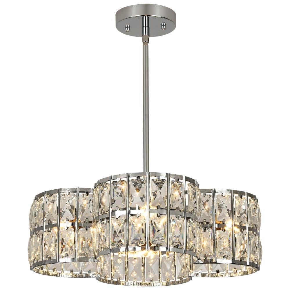 Modern 13.8 in. Chrome Crystal Chandelier Drum Pendant Light with Adjustable Height for Kitchen Island Bedroom Hallway price history on PriceWatchPro