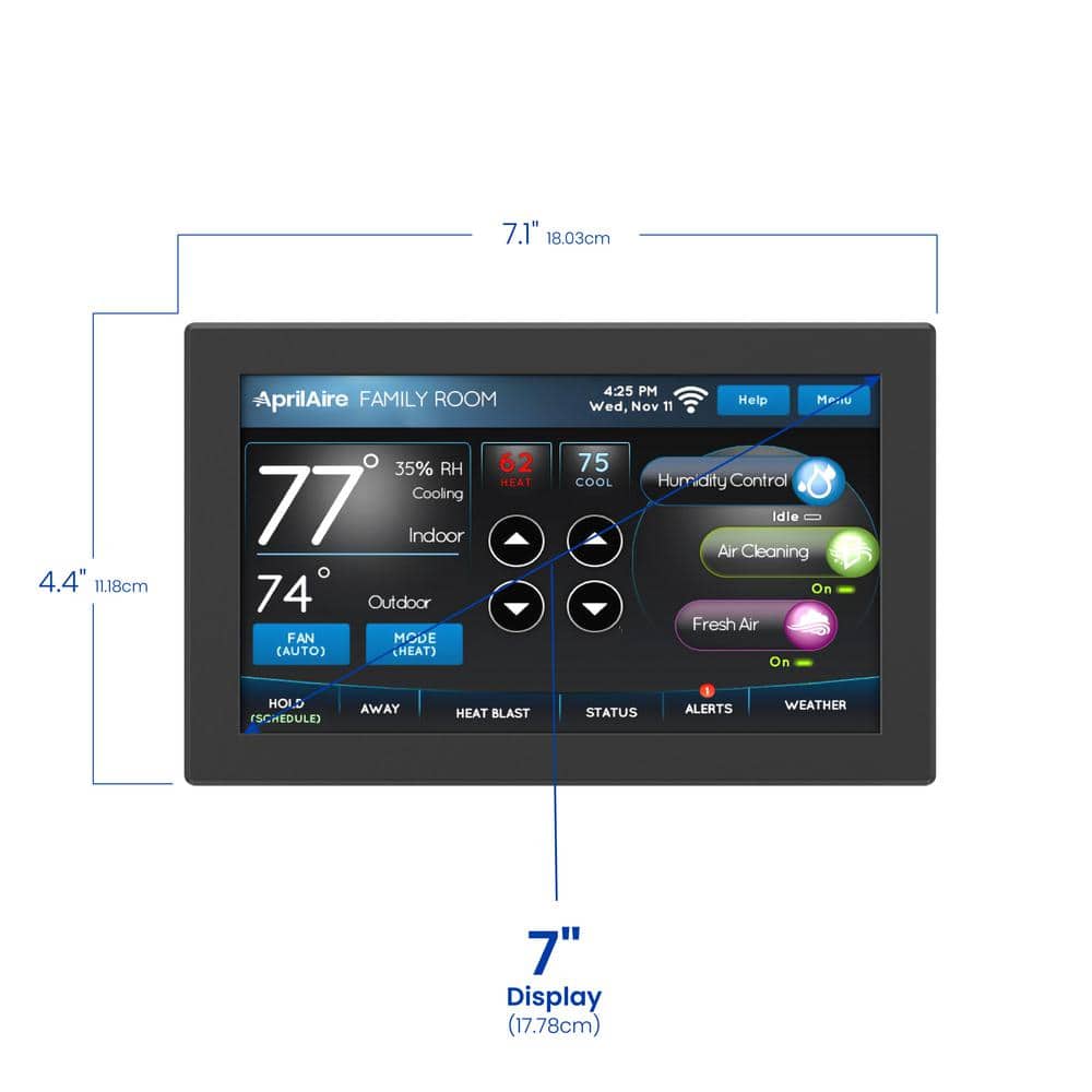 Black Rectangular Wi-Fi Programmable Touchscreen Thermostat