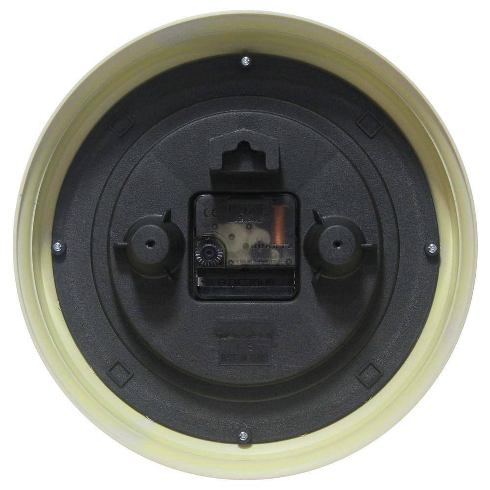 9.5" Yellow Plastic Retro Wall Clock with Black Metal Hands