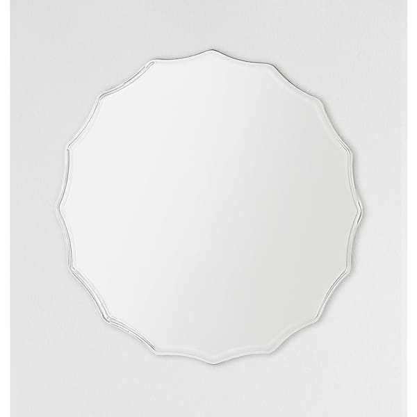 Decor Wonderland Ridge 27 in. W x 27 in. H Large Round Frameless Wall Flush Mount Bathroom Vanity Mirror