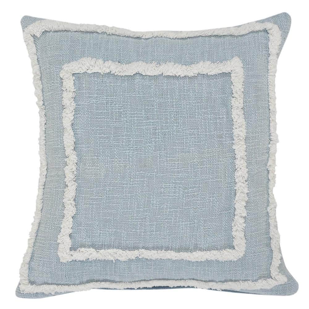 Modern Sky Blue Tufted Solid Soft Poly- Fill 20 in. x 20 in. Indoor Throw P