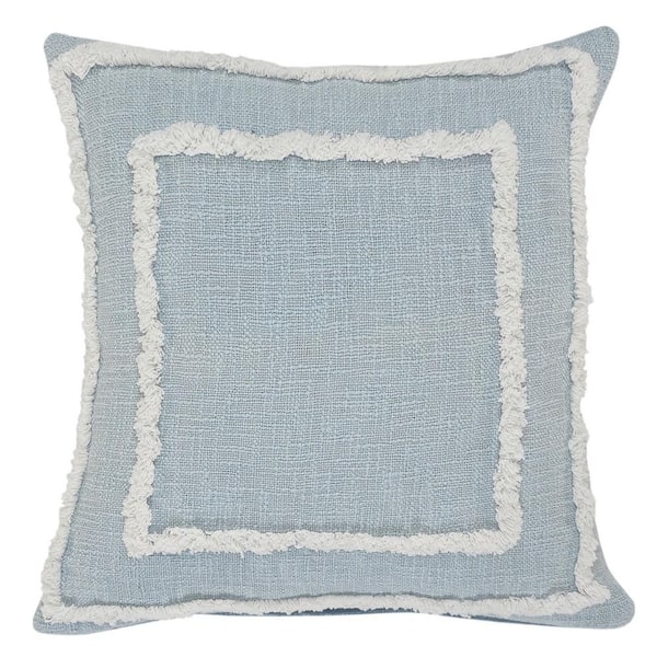 Unbranded Modern Sky Blue Tufted Solid Soft Poly- Fill 20 in. x 20 in. Indoor Throw Pillow