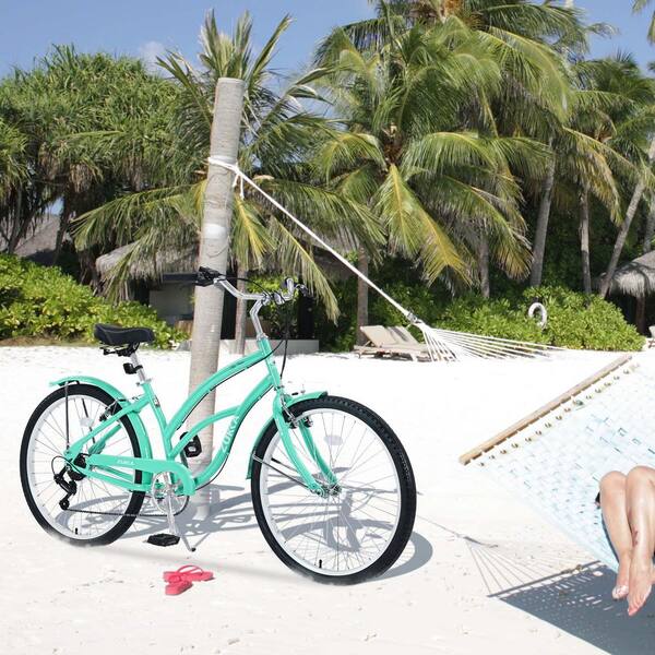 Zeus & Ruta 26 in. 7-Speed Bicycles, Beach Cruiser Bike in Mint