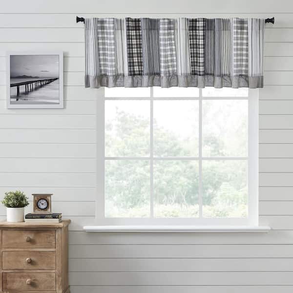 VHC BRANDS Sawyer Mill Patchwork 90 in. L x 19 in. W Cotton Valance in Country Black Soft White