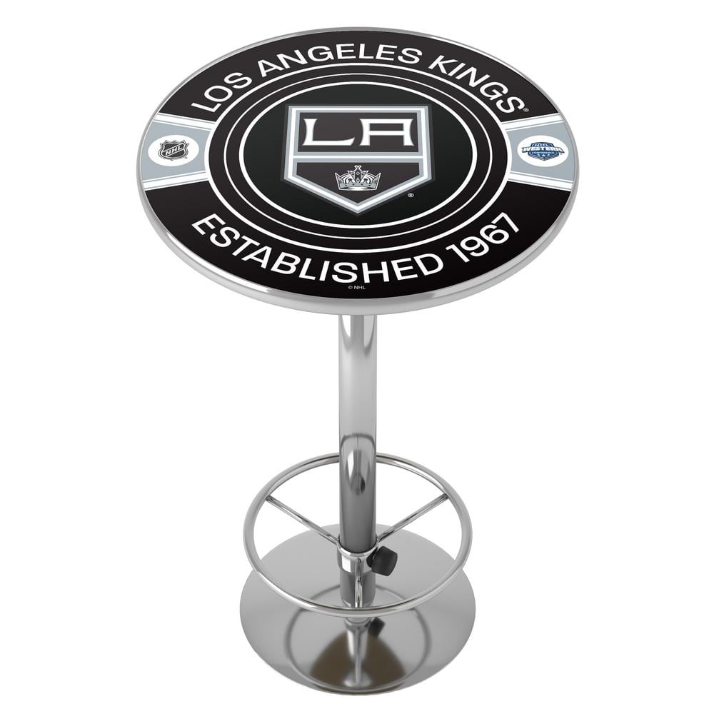 Los Angeles Kings Patch 27 in. Chrome Round Table Top with Adjustable Foot 