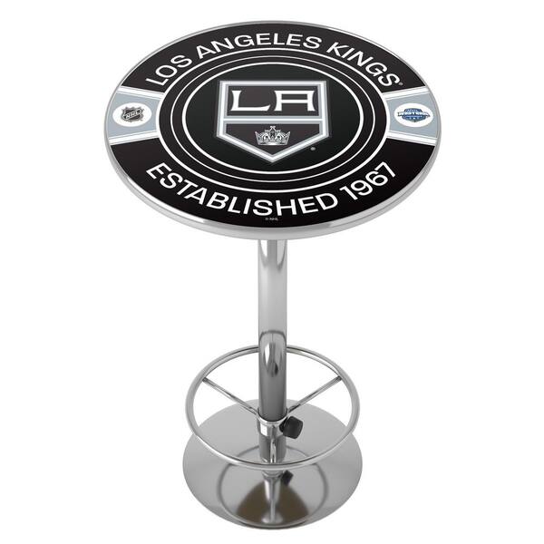 Unbranded Los Angeles Kings Patch 27 in. Chrome Round Table Top with Adjustable Foot Rest