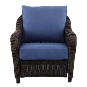 Primrose Wicker Outdoor Club Chair with CushionGuard Lake Blue Cushions (2-pack)