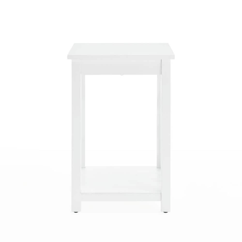 Coventry Pine Wood End Table with Tray Shelf in White