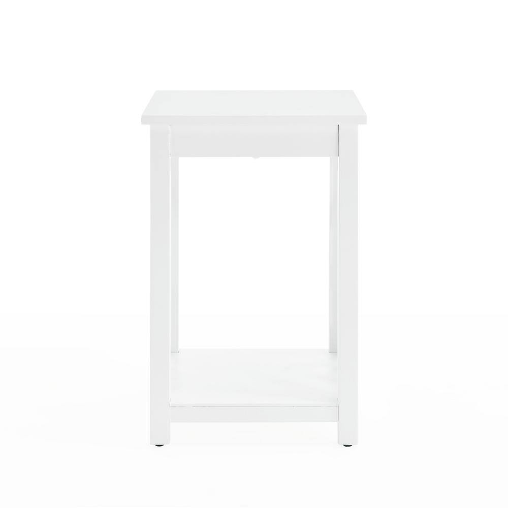 Coventry Pine Wood End Table with Tray Shelf in White
