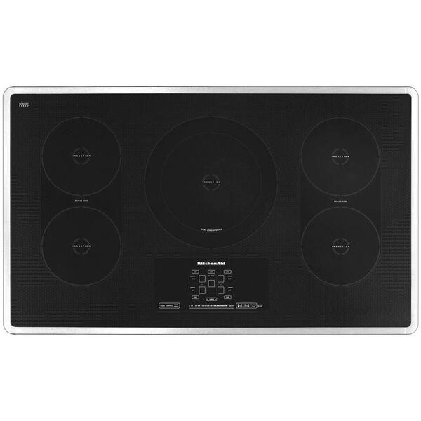 KitchenAid Architect Series II 36 in. Smooth Surface Induction Cooktop in Stainless Steel with 5 Elements Including Bridge/Dual