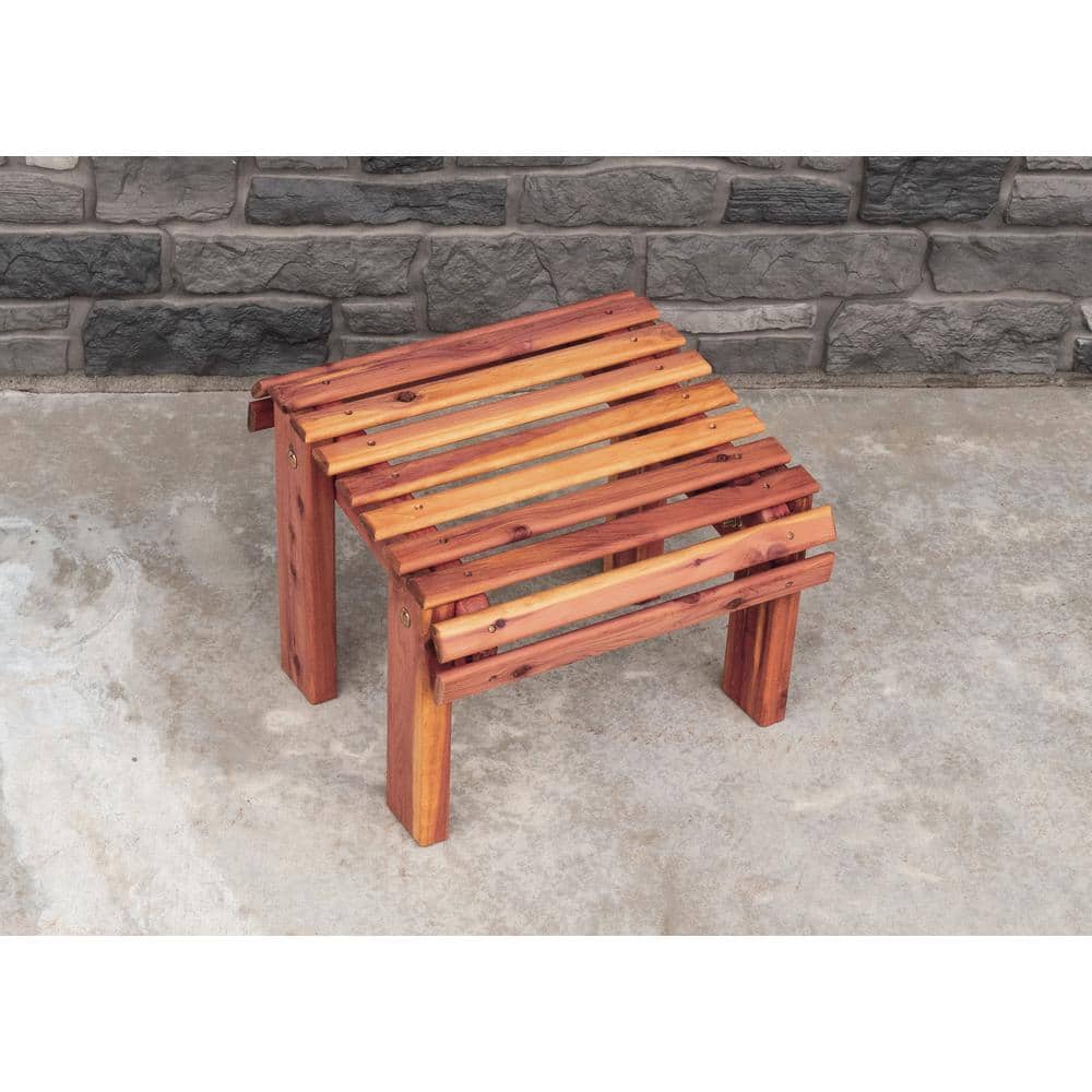 Rustic Cedar Wood Outdoor Stationary Ottoman