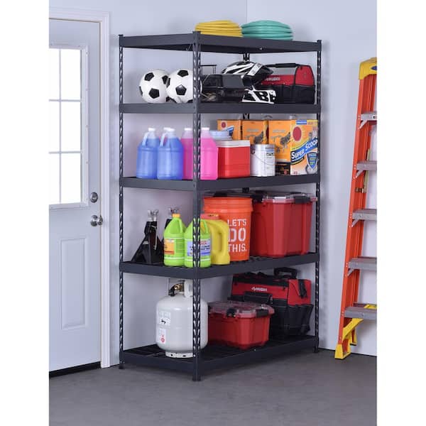 Husky 5-Shelf Steel Heavy-Duty Garage Storage Shelving Unit in Black (48 in. W x 24 in. D x 78 in. H) N3R482478W5B - The Home Depot Husky 5-Shelf Steel Heavy-Duty Garage Storage Shelving Unit in Black (48 in. W x 24 in. D x 78 in. H) N3R482478W5B - The Home Depot