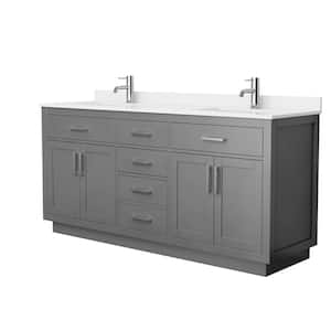 Beckett TK 72 in. W x 22 in. D x 35 in. H Double Sink Bath Vanity in Dark Gray with Brushed Nickel Trim White Quartz Top