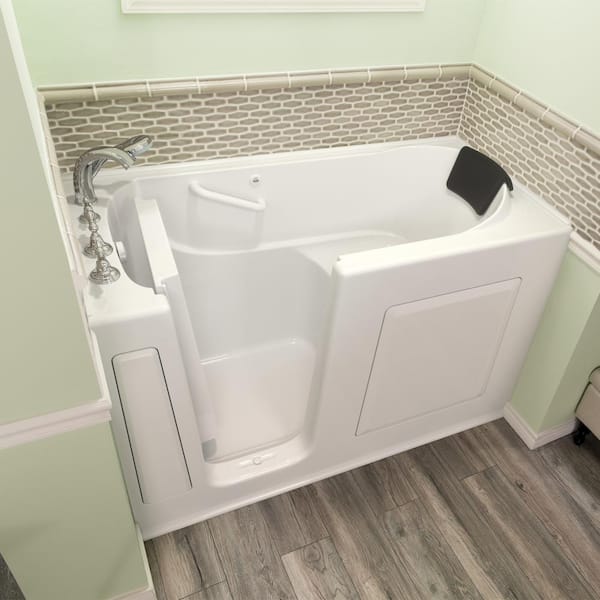 Gelcoat Premium Series 60 in. + 30 in. Walk-In Soaking Bathtub with Left Hand Drain in White