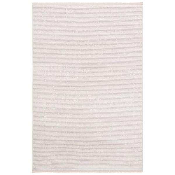 Whisper 2 ft. x 4 ft. Ivory Solid Striped Area Rug