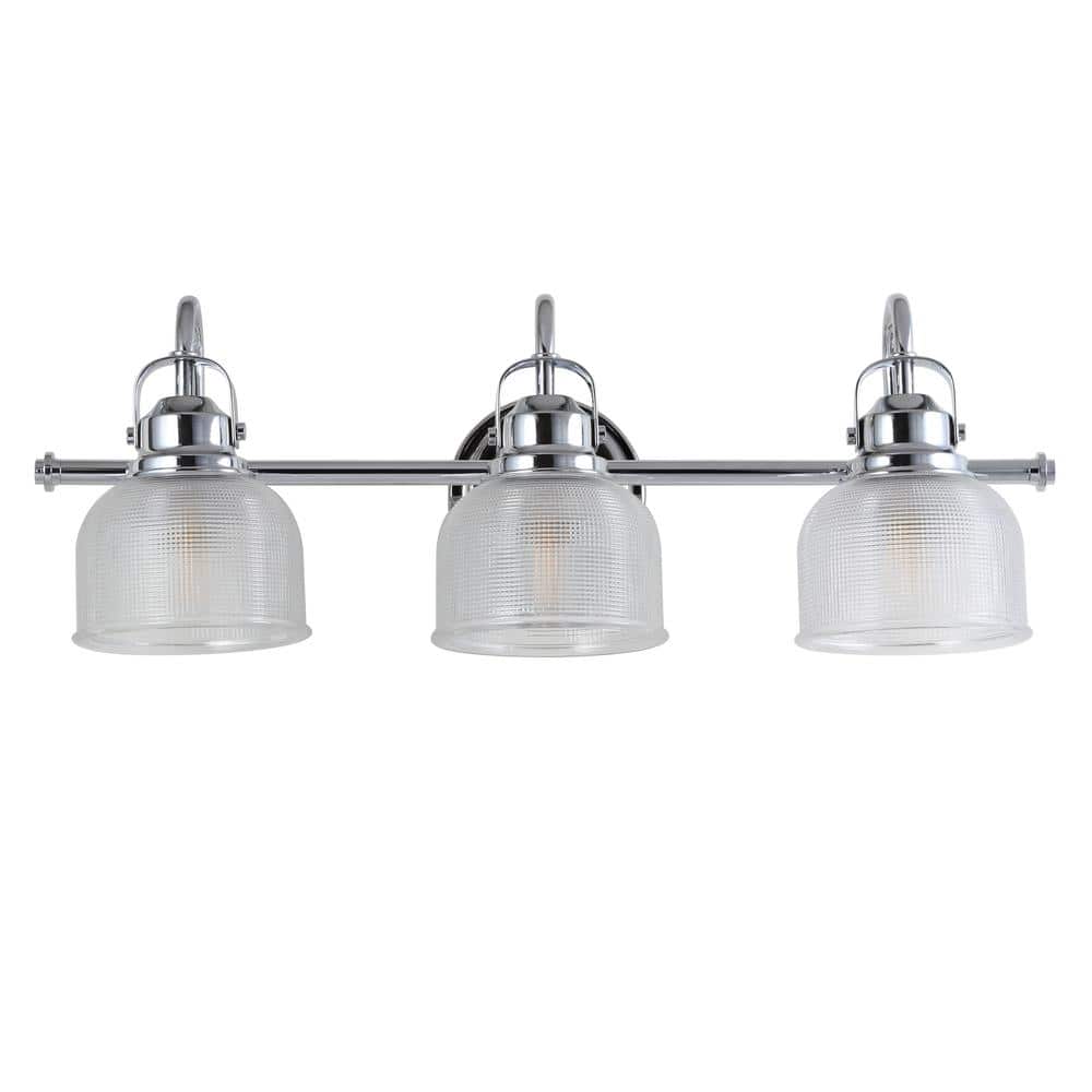 Virginia Chrome 25.25" LED Vanity Light with Clear Glass Shades