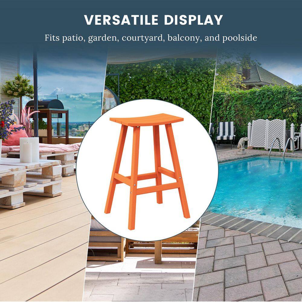 Laguna All-Weather HDPE Poly 29" Orange Outdoor Patio Bar Stool