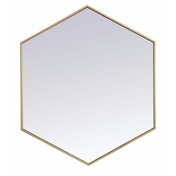 Unbranded Medium Irregular Brass Modern Mirror (32 in. H x 38 in. W)
