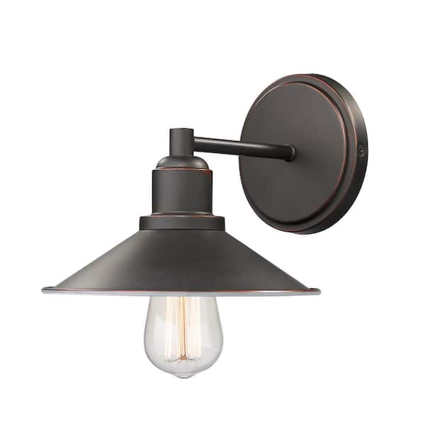 Unbranded Casa 8 in. 1-Light Olde Bronze Vanity Light with Olde Bronze Steel Shade