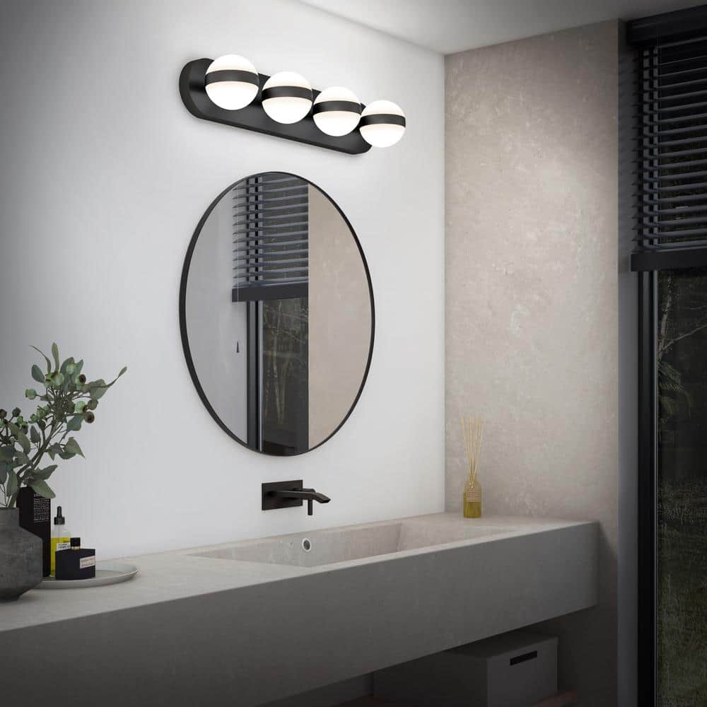 Baldric 27 in. 4 Light Black Modern Integrated LED 3 CCT Vanity Light Bar for Bathroom price history on PriceWatchPro
