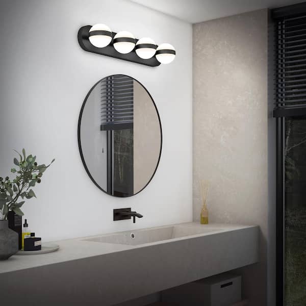 Artika Baldric 27 in. 4 Light Black Modern Integrated LED 3 CCT Vanity Light Bar for Bathroom