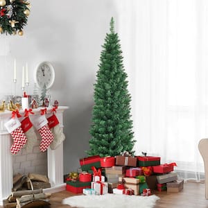 5 ft. Green Unlit PVC Artificial Slim Pencil National Christmas Tree with Metal Stand