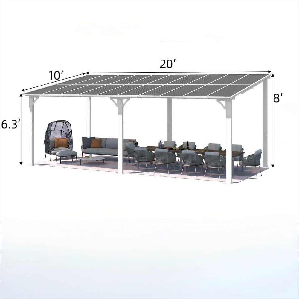 10 ft. x 20 ft. White Aluminum Sloped Patio Cover Outdoor Gazebos with Polycarbonate Roof and Gutter System price history on PriceWatchPro