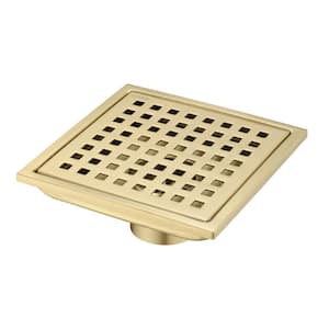 6 in. Square Stainless Steel Shower Floor Drain in Gold