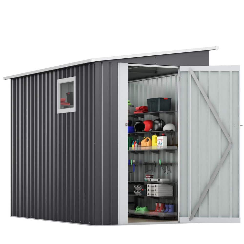 JAXPETY 7.5 ft. W x 4.5 ft. D Outdoor Storage Lean-to Metal