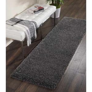 Malibu Shag Dark Grey 2 ft. x 8 ft. Shag Modern Kitchen Runner Area Rug