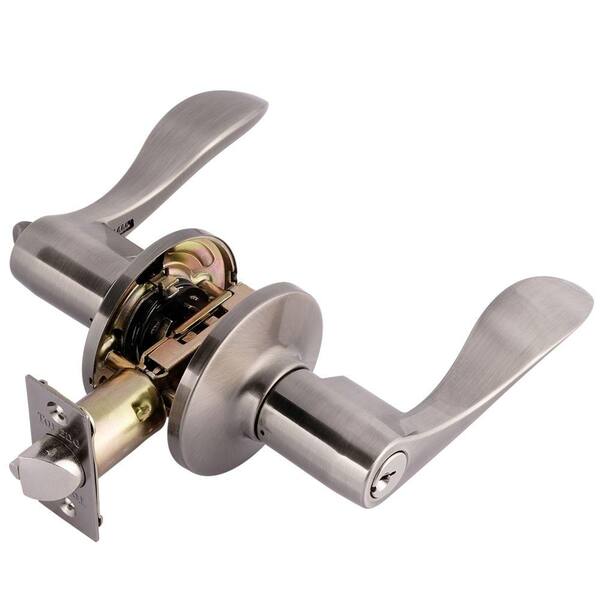 TOLEDO Satin Nickel Keyed Entry Door Lever Handle Set Jaen