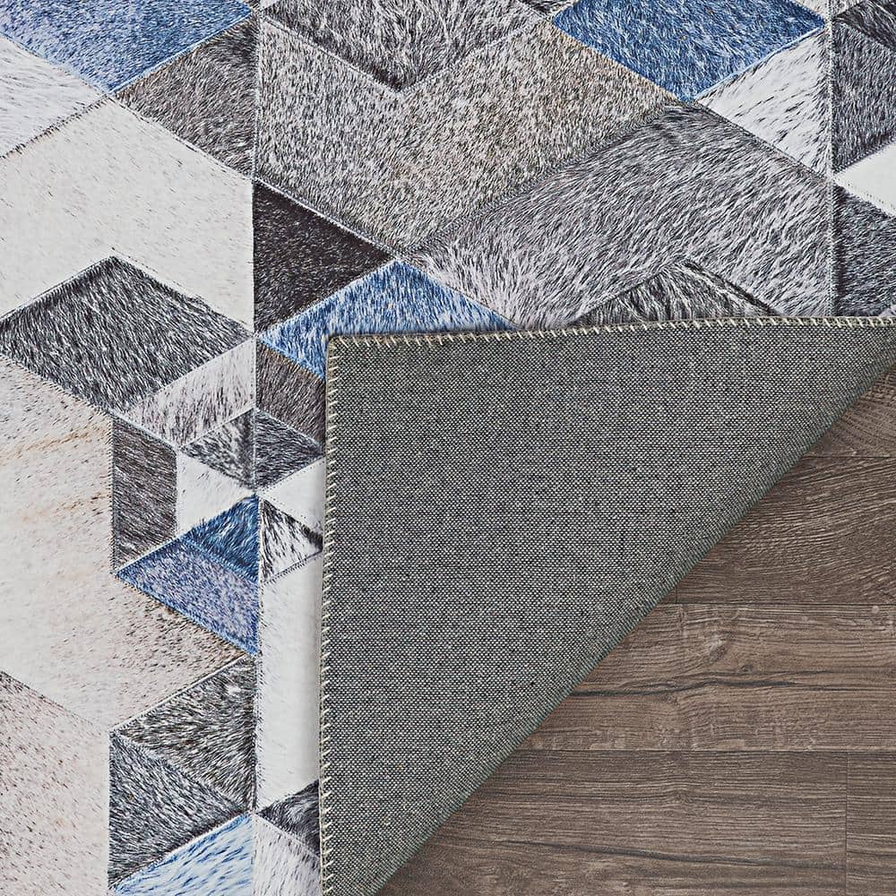 Prairie Falsterbo Modern Denim & Cream Faux Cowhide Rug, 8' x 10'