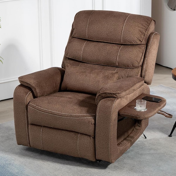 aisword Coffee Dual OKIN Motor Chenille Recliner Chair with Massage, Heating, Wireless Charging and Cup Holder