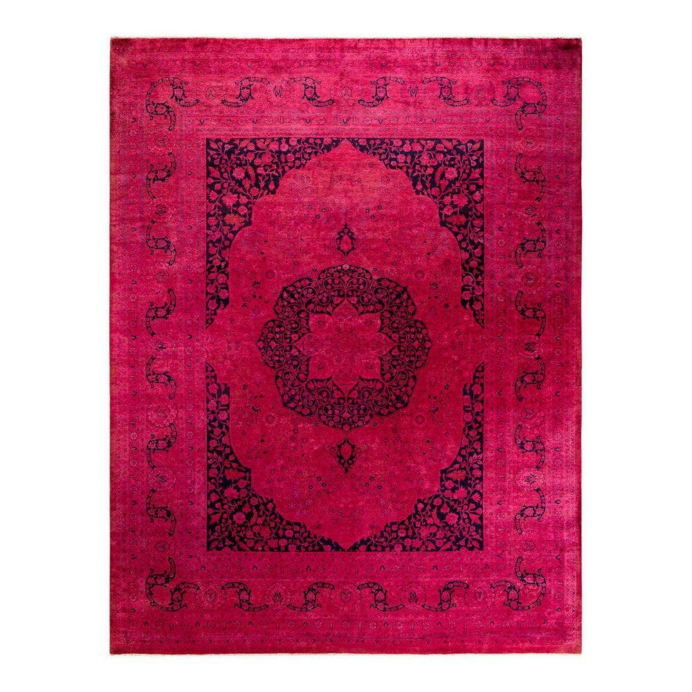 Chloe & Olivia Home Overdyed Pink 9 ft. x 12 ft. Solid Wool Indoor Area ...