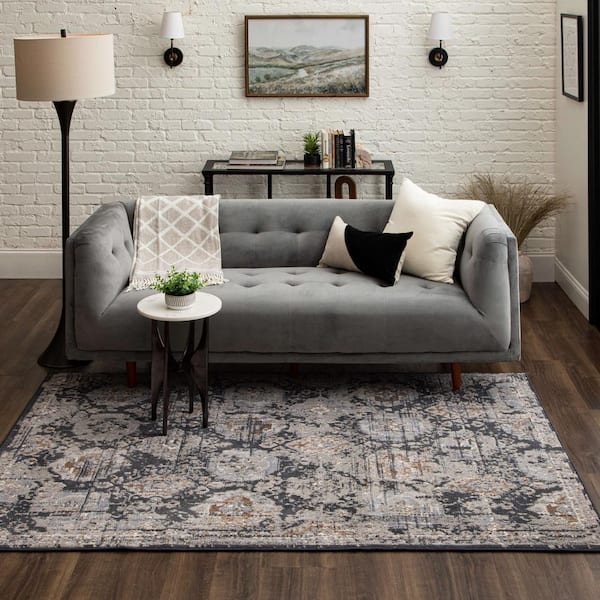 Aurora Slate 3 ft. x 5 ft. Traditional Ornamental Khotan Area Rug